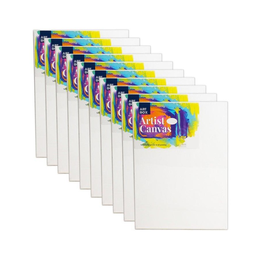 10x Art Boxd 24cm Thins Artist Canvas 280gsm Acrylic & Oil Painting Craft White
