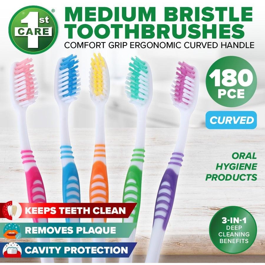 1st Care 180PCE Toothbrushes Medium Bristles Assorted Colours