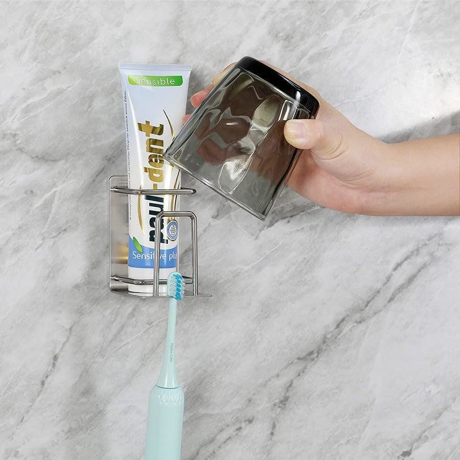2 Pcs Self Adhesive Wall Mount Toothbrush Holder Stainless Steel Toothbrush Rack