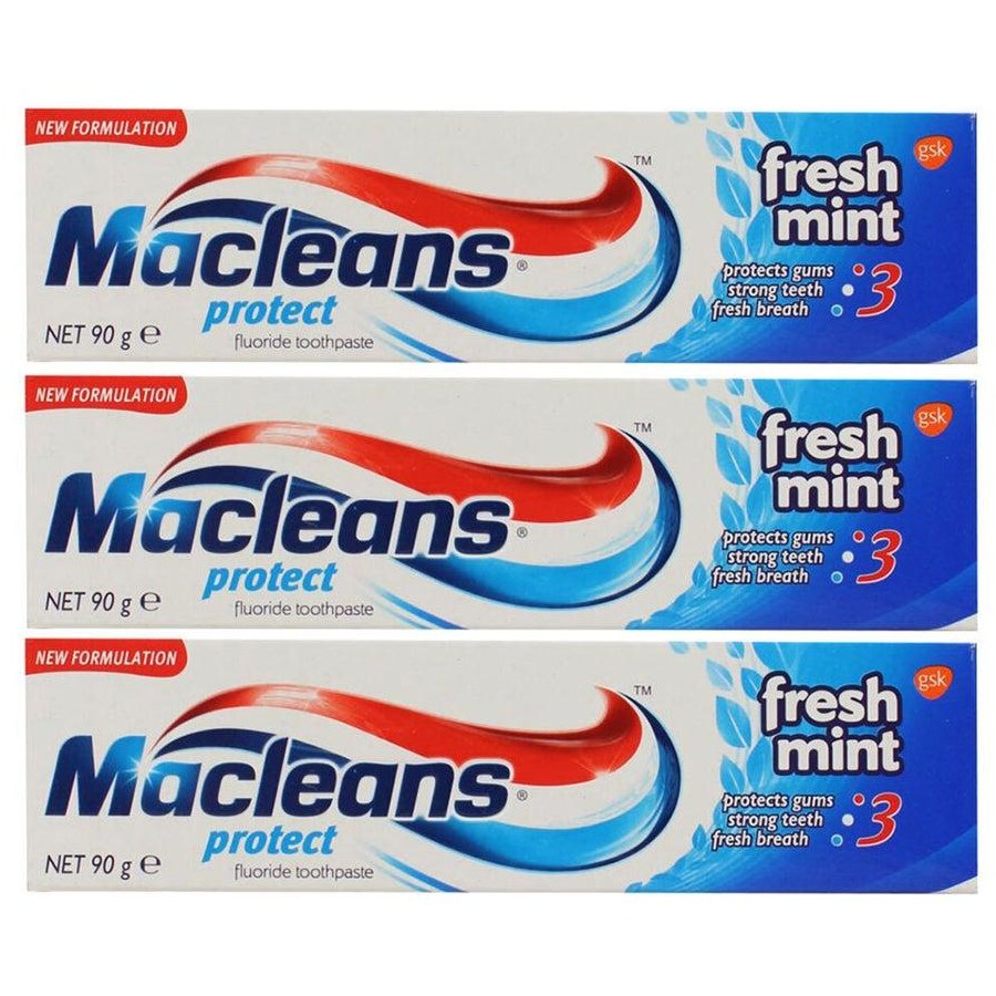 3x Macleans 90g Fluoride Toothpaste Protect Dental Oral Teeth Care Fresh Mint