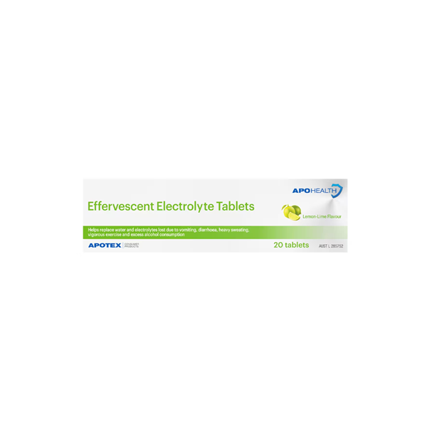 APOHEALTH Effervescent Electrolyte Tablets Lemon-Lime 20 Tablets