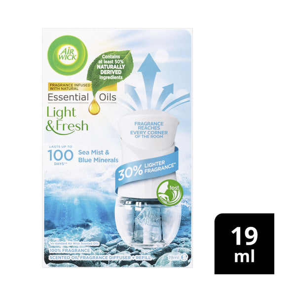 Air Wick Essential Oil Sea Mist & Blue Minerals Plug-In Starter Kit | 19mL