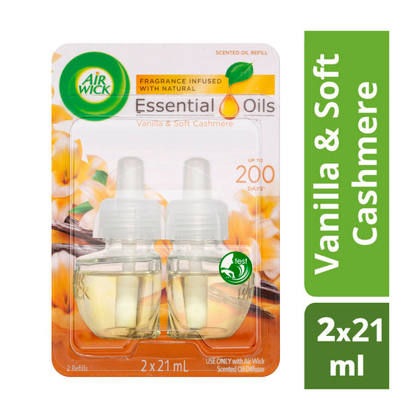 Air Wick Vanilla & Soft Cashmere Electric Diffuser Air Freshener Refill Twin Pack | 42mL
