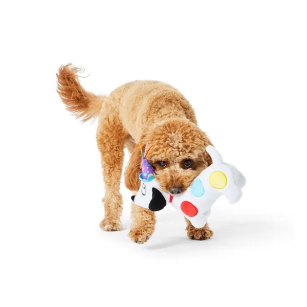 All Day Birthday Spotty Dog Dog Toy White