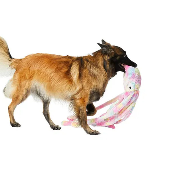 All Day Plush Octopus Dog Toy Pink XL