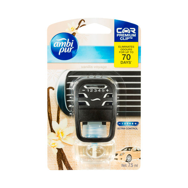 Ambi Pur Premium Clip Vanilla Voyager Car Air Freshener | 7.5mL