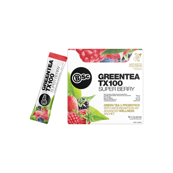 BSc Body Science Green Tea TX100 Super Berry 60 x 3g Sachets