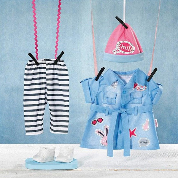 Baby Born Deluxe Jeans/Dress/Hat/Shoes Dress Up Clothing Set For 43cm Dolls 3y+