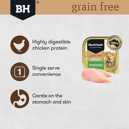 Black Hawk Grain Free Chicken Adult Dog Can 100gx9