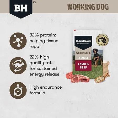 Black Hawk Working Dog Lamb Beef Adult Dog Food 20kg