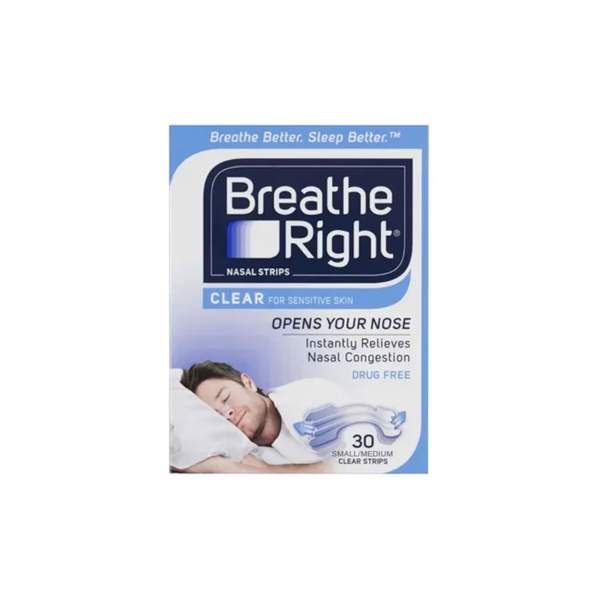 Breathe Right Nasal Strips Clear S/M 30 Pack