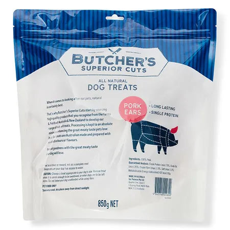 Butcher's Superior Cuts Long Last Pork Ear Dog Treat 850g x 2