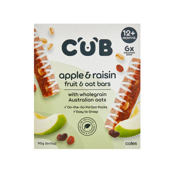 CUB Apple & Raisin Fruit & Oat Bar 6x15g | 90g x 2 Pack