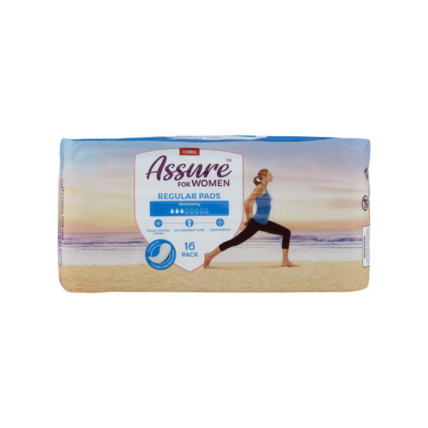 Coles Assure Pads Regular | 16 pack