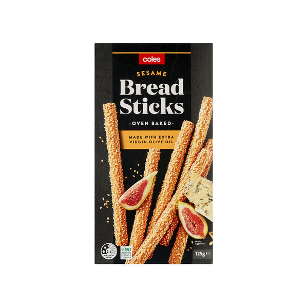 Coles Breadsticks Crackers With Sesame Seeds 125g Shop & Dispatch