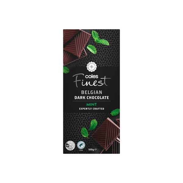 Coles Finest Belgian Block Chocolate Dark With Mint | 100g