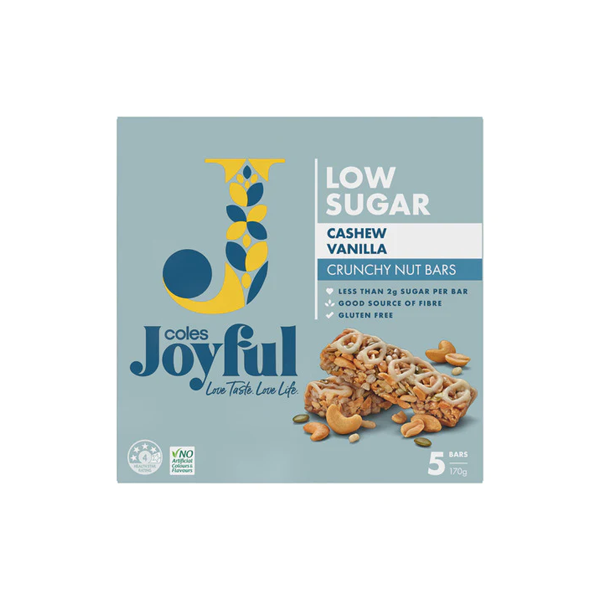 Coles Joyful Crunchy Nut Bar Cashew Vanilla 170g | 1 each