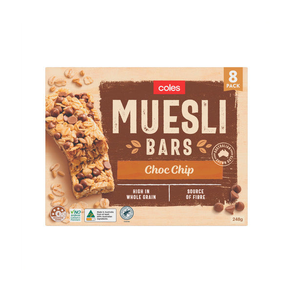 Coles Muesli Bars Choc Chips 8 Pack | 248g