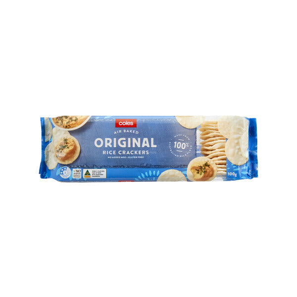 Coles Plain Rice Crackers | 100g x 2 Pack