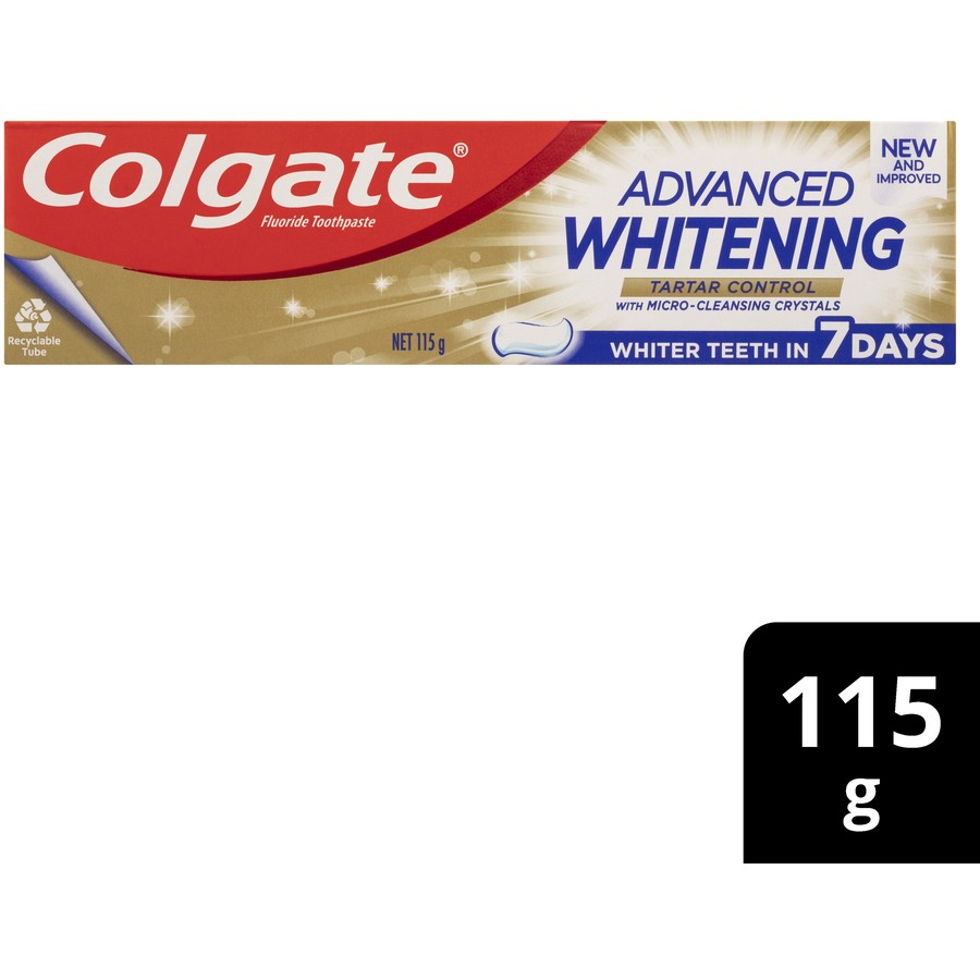 Colgate Advanced Whitening Tartar Control Toothpaste with Micro-Cleansing Crystals 115g