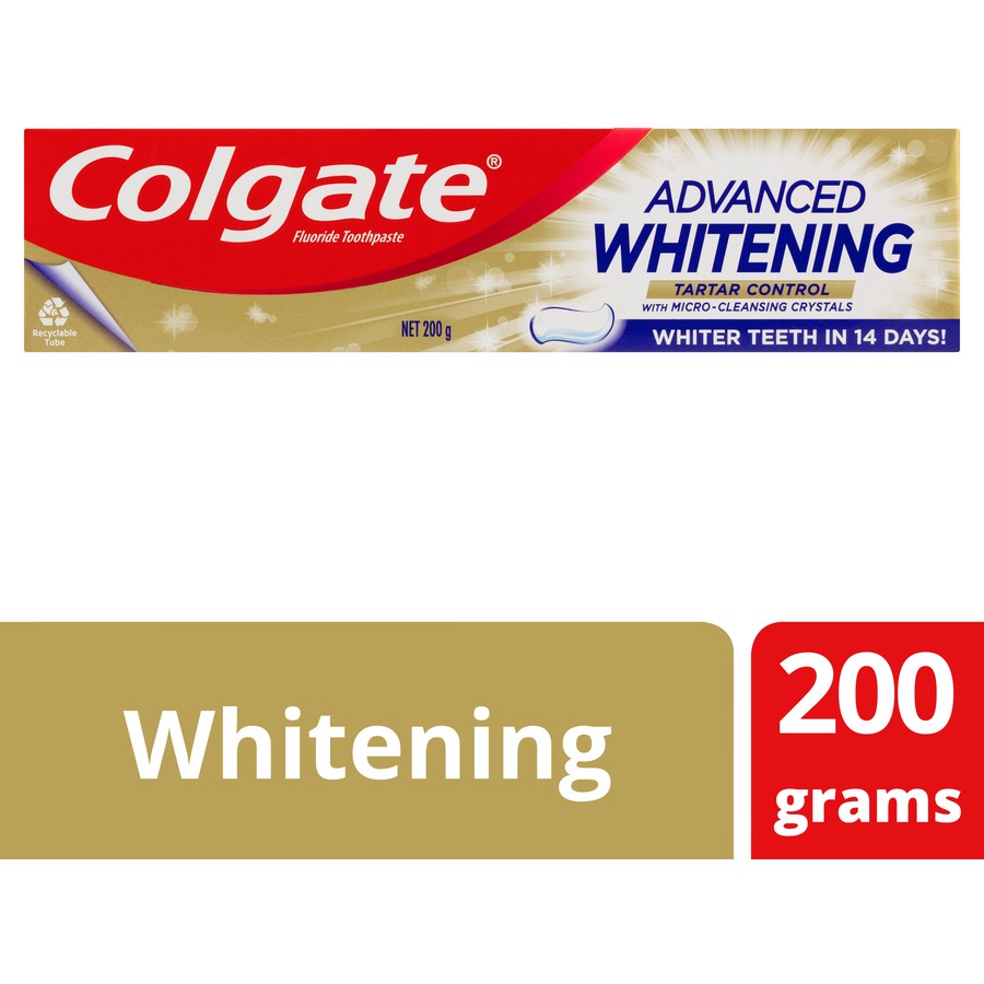 Colgate Advanced Whitening Tartar Control Toothpaste with Micro-Cleansing Crystals 200g