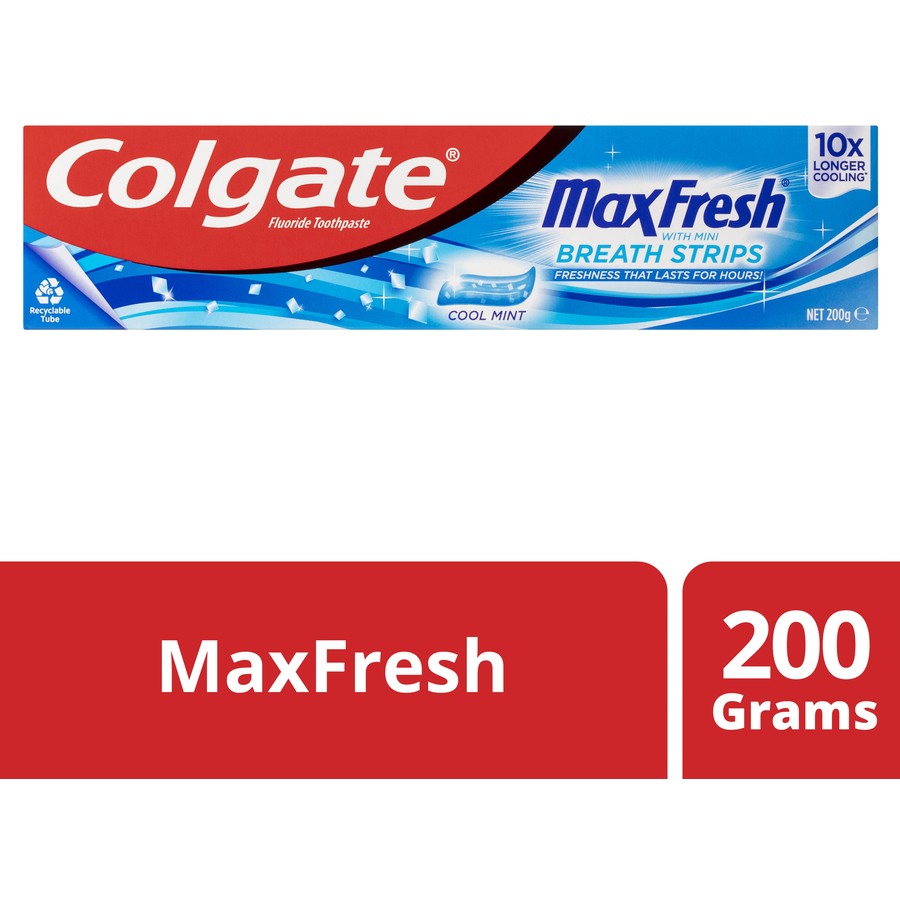 Colgate Max Fresh Toothpaste With Mini Breath Strips 200g - Cool Mint