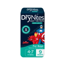 DryNites Night Time Pants for Boys 4-7 Years (17-30kg) | 9 pack