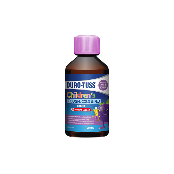 Durotuss Childrens Cough Cold & Flu + Immune Support Berry & Banana 200ml