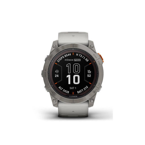 Garmin fenix® 7X Pro Sapphire Solar Edition Silver Titanium with Fog Grey + Ember Orange Band