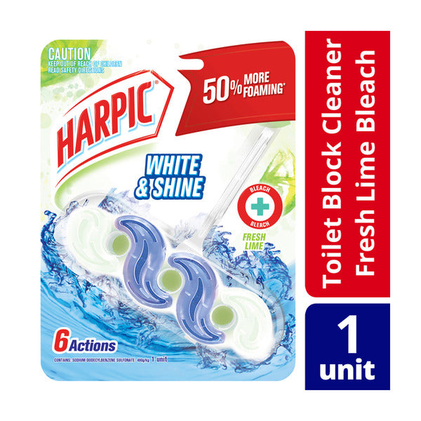 Harpic Lime Fresh White & Shine Toilet Cleaner Bleach 39g Shop