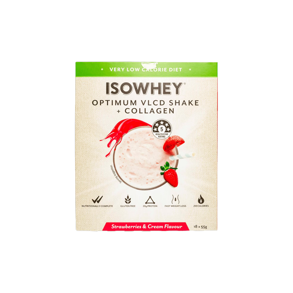 Isowhey Optimum VLCD + Collagen Shake Strawberry & Cream 18 x 55g