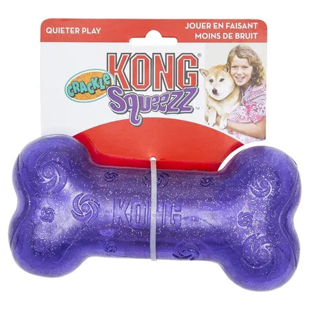 KONG Squeezz Crackle Bone Dog Toy Large