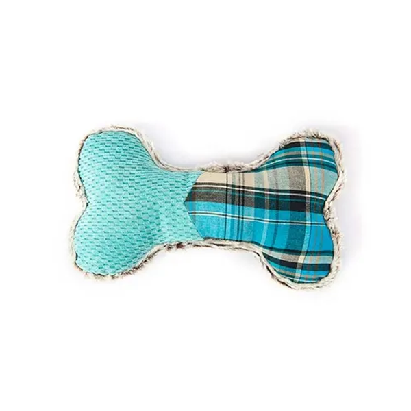 Mix Or Match 20 Plaid Bone Dog Toy Blue 25cm
