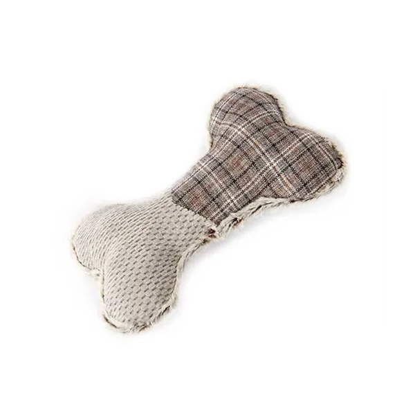 Mix Or Match 20 Plaid Bone Dog Toy Grey 25cm