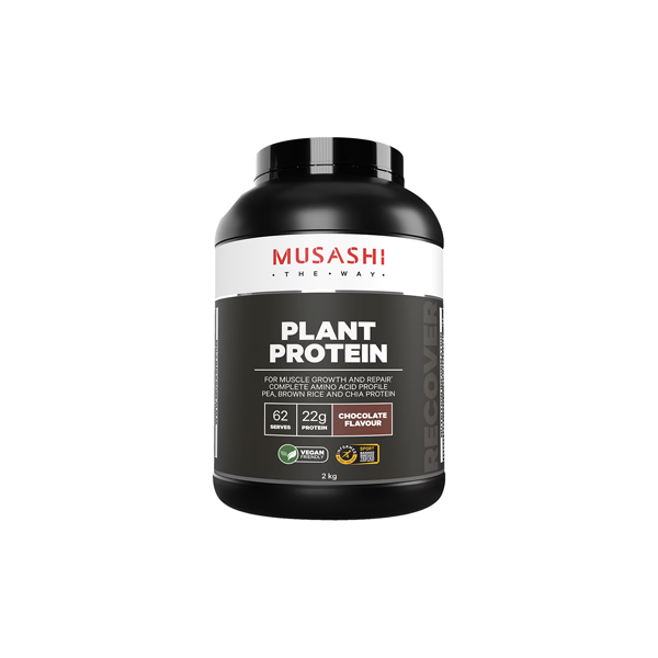 MUSASHI Plant Protein 2KG Powder - Chocolate Flavour P22g, C2g & F3g Vegan MUSASHI Plant Protein 2KG Powder - Chocolate Flavour P22g, C2g & F3g Vegan