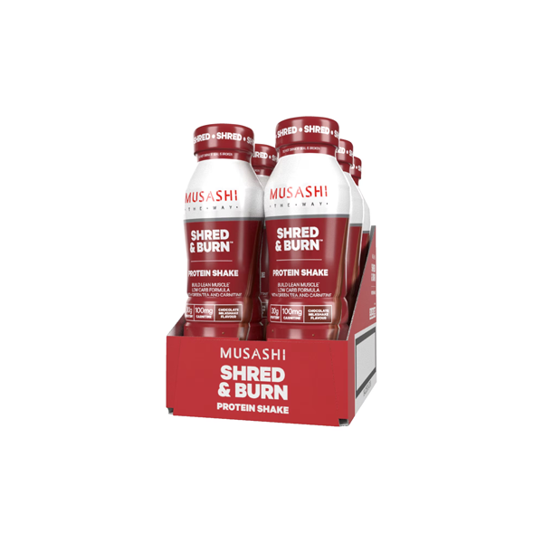 Musashi Shred And Burn Protein Shake Chocolate 6 x 375ml