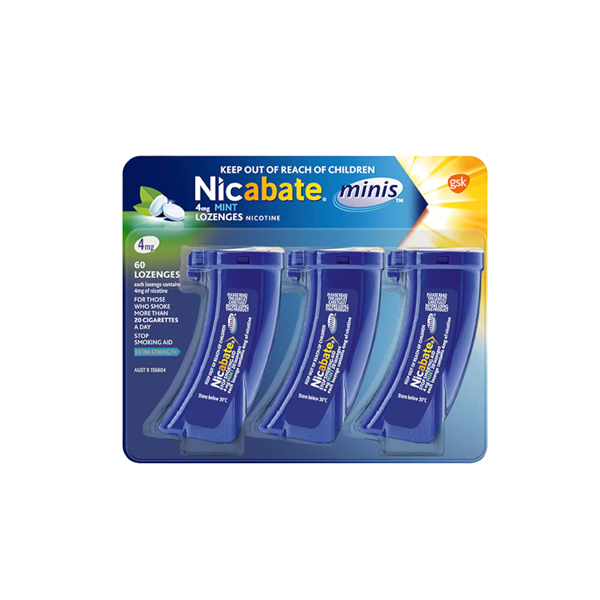 Nicabate Minis Lozenges 4mg Mint Quit Smoking 60 Lozenges