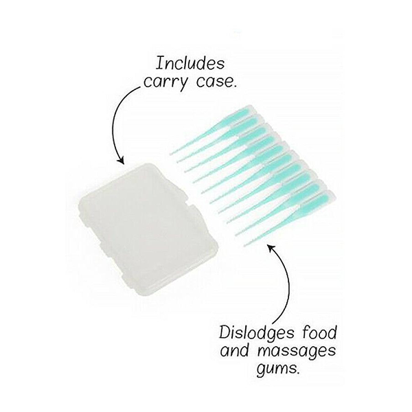 Ozoffer 50Pcs Interdental Brushes Floss Picks with Carry Case Nylon Tip