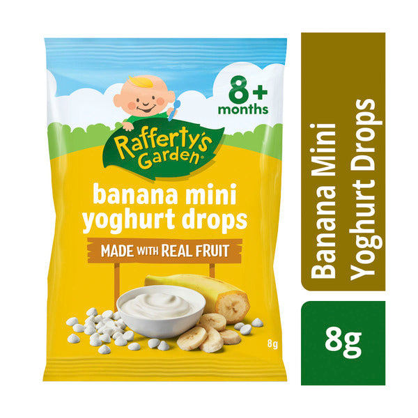 Rafferty's Garden Banana Mini Yoghurt Drops Baby Food Snack 8+ Months | 8g x 2 Pack