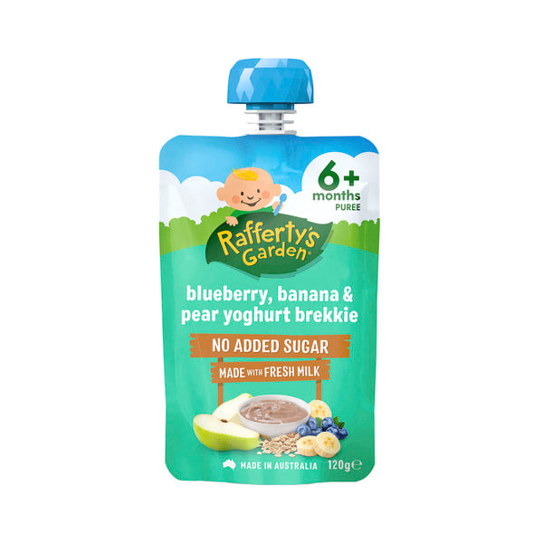 Rafferty's Garden Blueberry Banana & Pear Yoghurt Brekkie Baby Food Pouch 6+ Months | 120g x 2 Pack