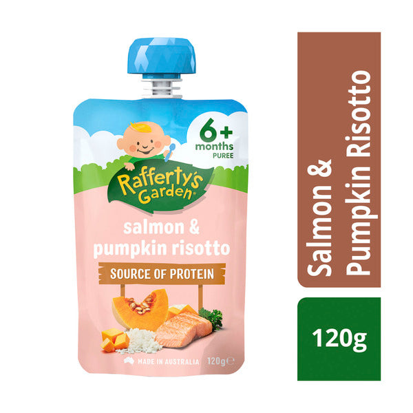 Rafferty's Garden Salmon & Pumpkin Risotto Baby Food Pouch 6+ Months | 120g x 2 Pack
