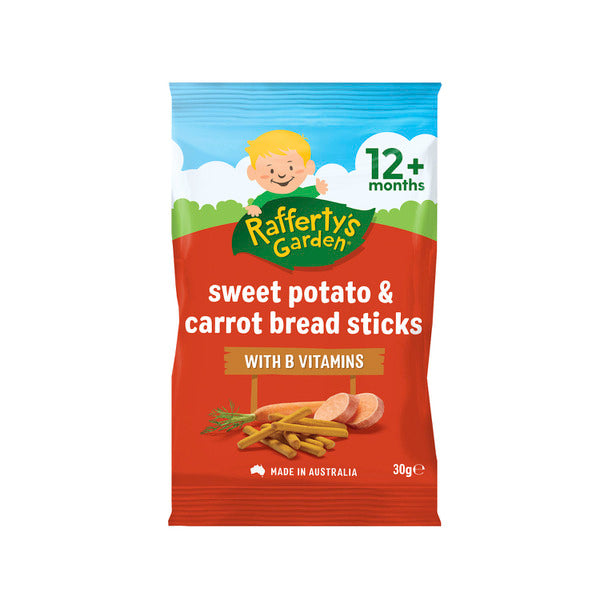 Rafferty's Garden Sweet Potato & Carrot Bread Sticks Baby Food Snacks 12+ Months | 30g x 2 Pack