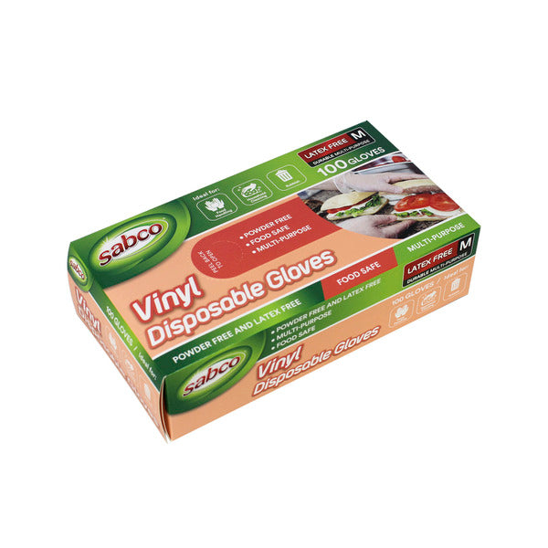 Sabco Vinyl Disposable Gloves Medium | 100 pack