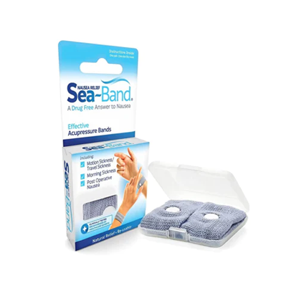 Sea Band Nausea Relief Wrist Bands for Adults Grey 1 Pair