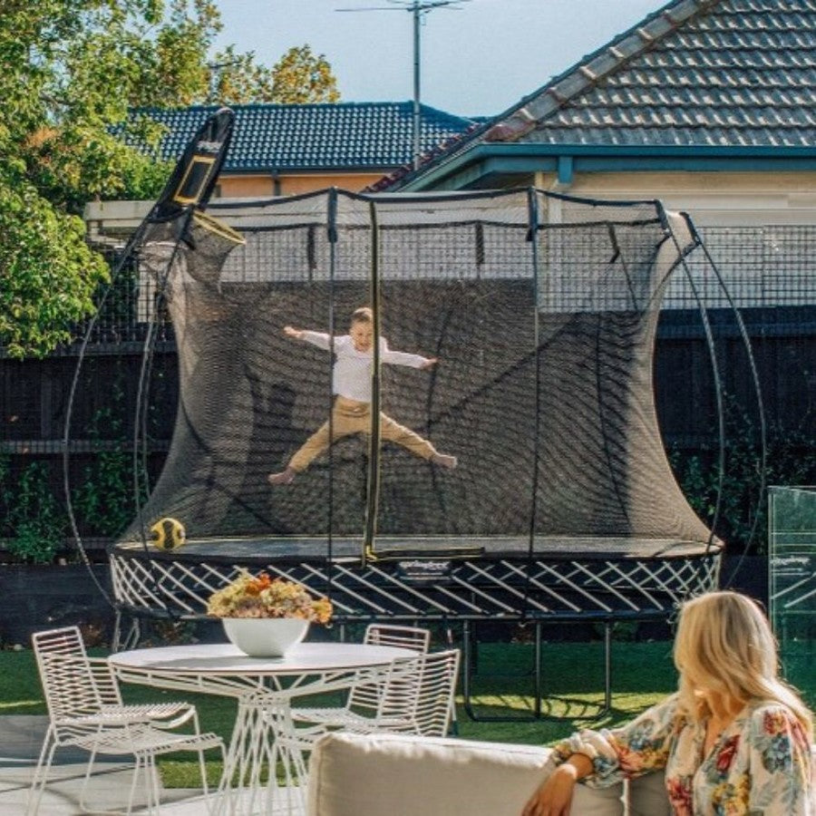 Springfree Medium Oval Trampoline 2.4m x 3.4m Bundle - Hoop, Ladder, Wheels