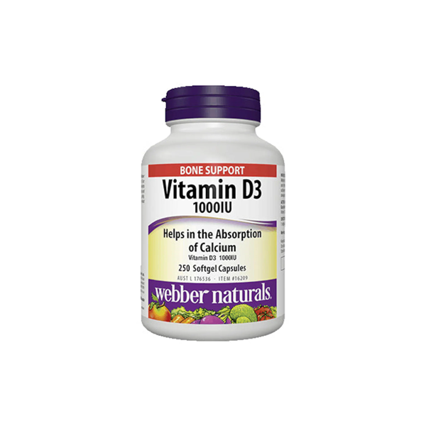 Webber Naturals Vitamin D3 1000iu 250 Soft Gel Capsules