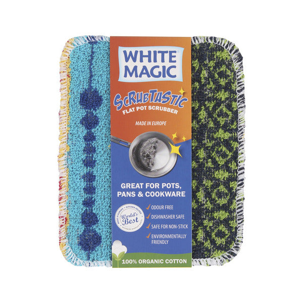 White Magic Scrubtastic Flat Pot Scrubber | 1 each
