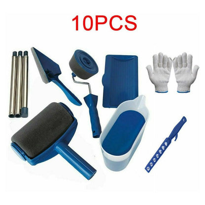 10Pcs  Set Handle Paint Roller Pro paint brush Flocked Edger Wall Painting Tool