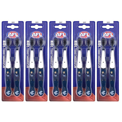 10pc AFL Mascot Kids/Children Soft Bristles Toothbrush Carlton Blues 3y+