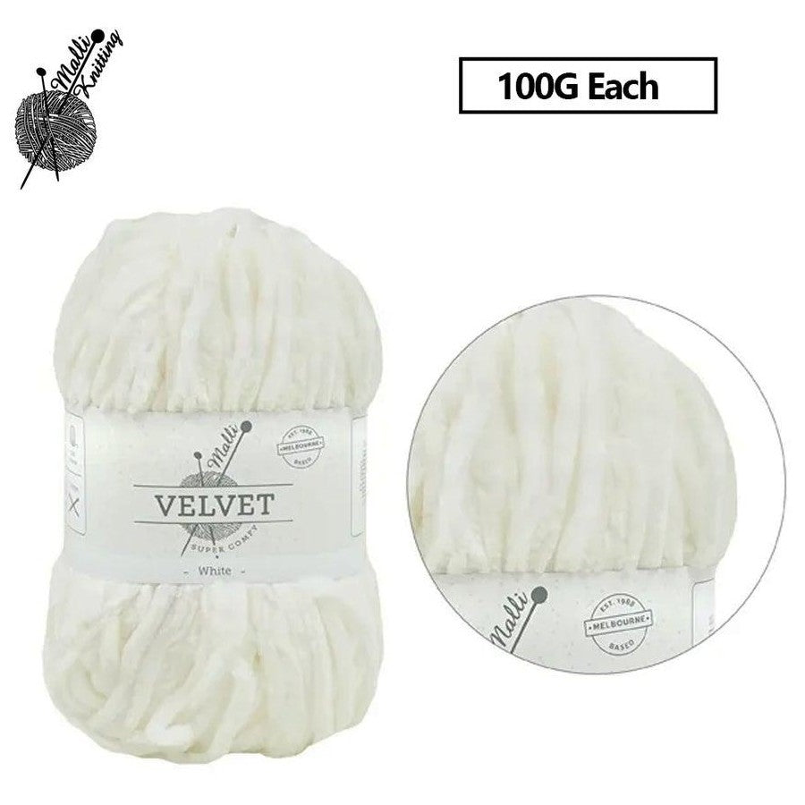 10 x 100g White Velvet Knitting Yarn Super Soft Chunky Crochet Craft Wool Ball